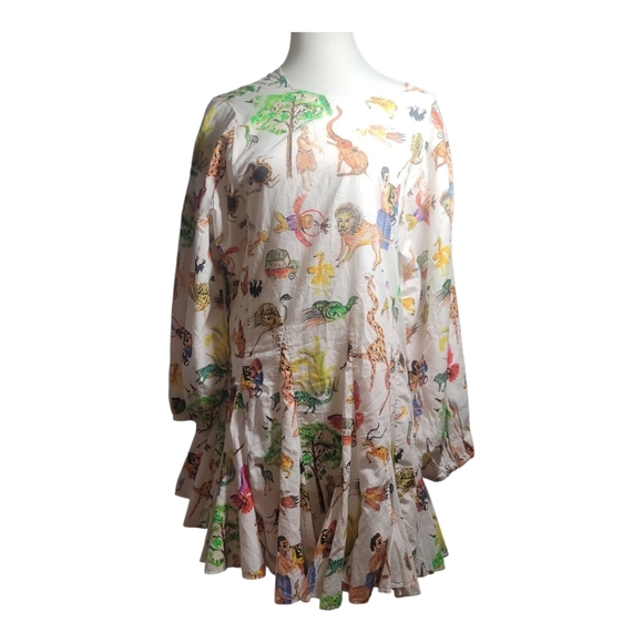 RHODE Multicolor ella safari Animal Print mini Dress minidress Med nwt leo lion - Picture 5 of 8